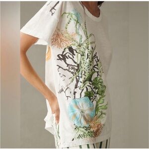 Pilcro Jordyn Perfect Oversized Cotton-Slub Tee Anthropologie Botanical Print